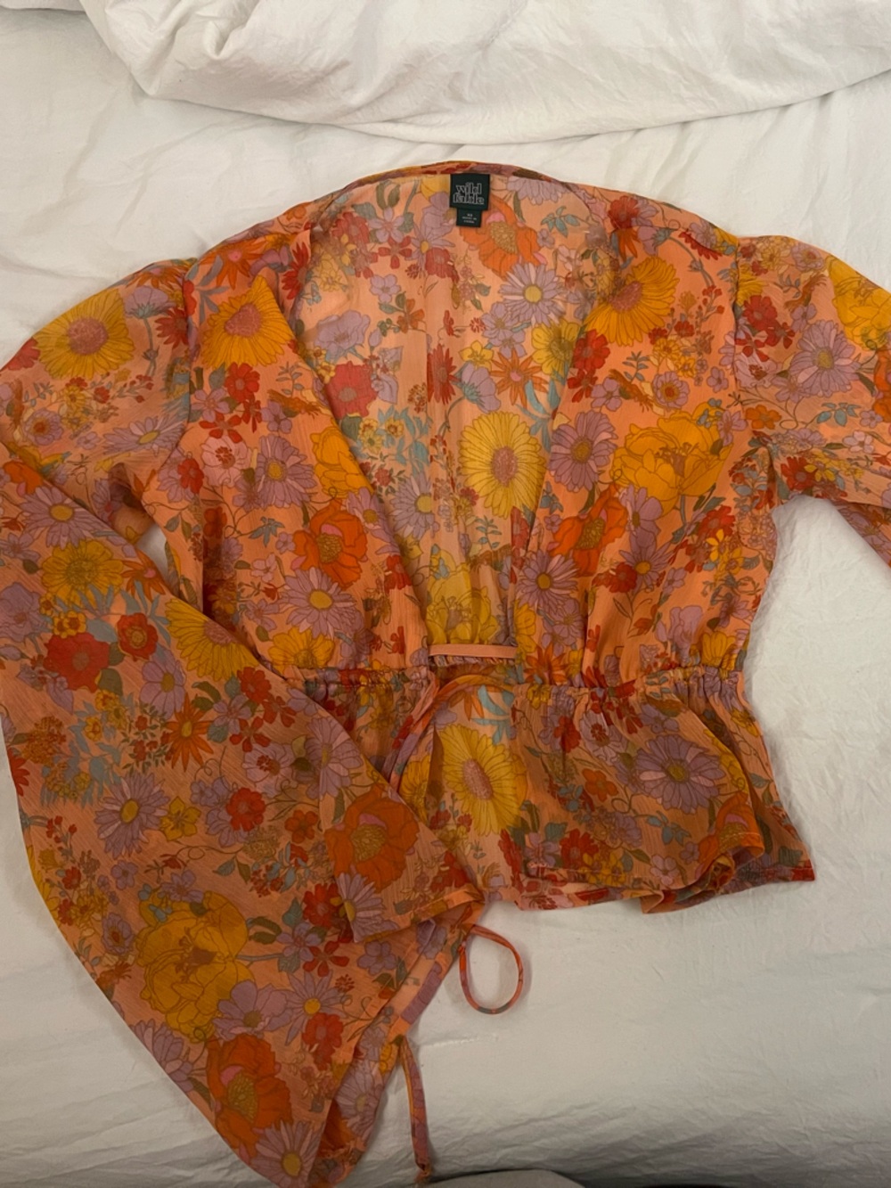 wild fable Peach Floral V-Neck Crop Top